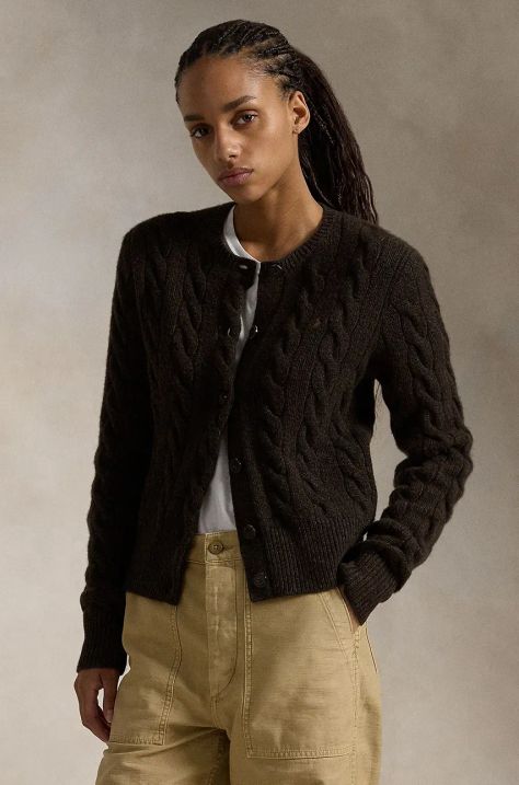 Polo Ralph Lauren cardigan in lana colore beige 211910443