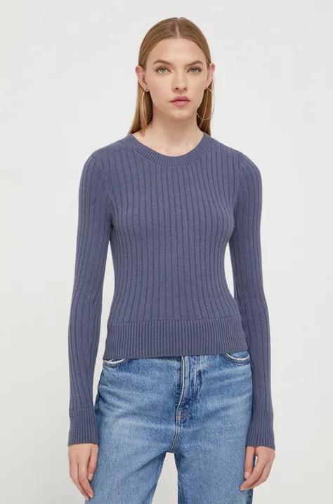 Пуловер Hollister Co. дамски в тъмносиньо от лека материя