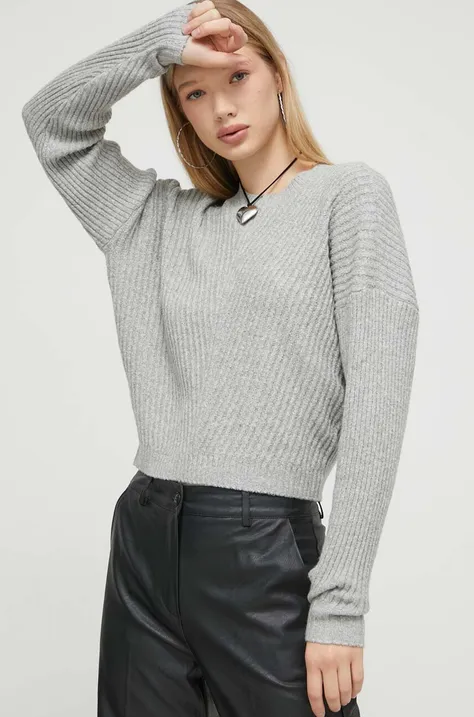 Пуловер Hollister Co. дамски в сиво