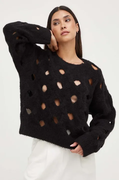 Volnen pulover Pinko ženski, črna barva