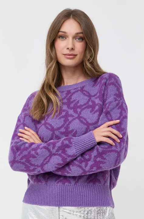 Pinko sweter z domieszką wełny kolor fioletowy