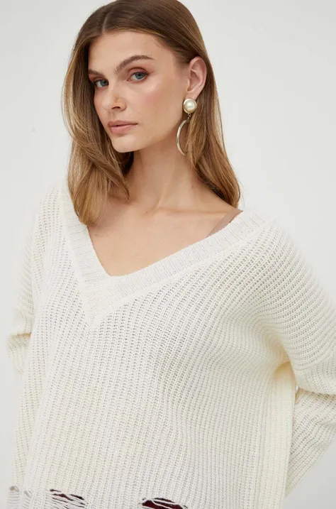 Pinko pulover de lana femei, culoarea bej, călduros