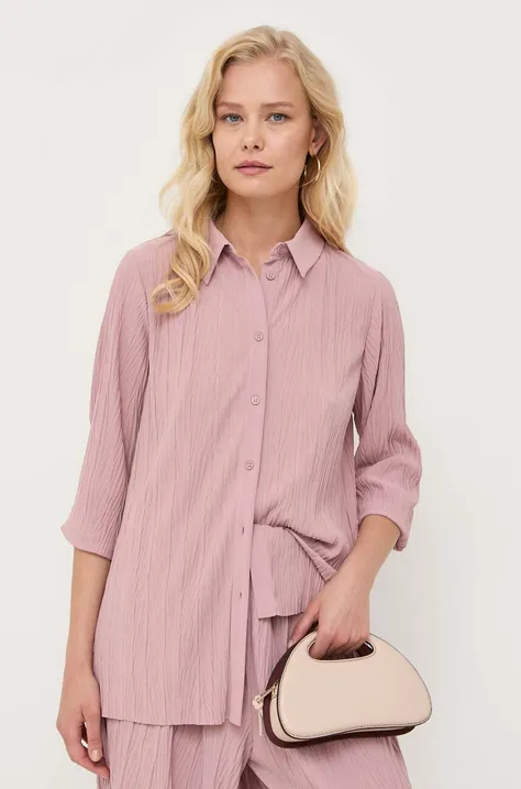 Košulja Max Mara Leisure za žene, boja: ružičasta, regular, s klasičnim ovratnikom