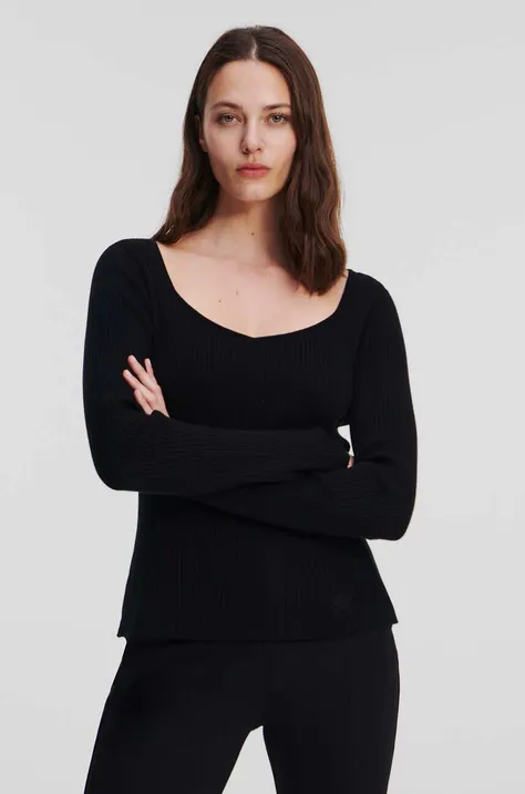 Karl Lagerfeld sweter damski kolor czarny lekki