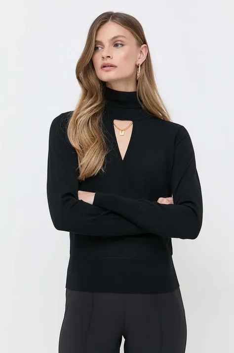 Volnen pulover Elisabetta Franchi ženski, črna barva