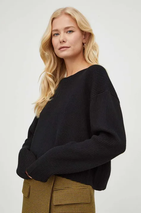 Volnen pulover Drykorn ženski, črna barva