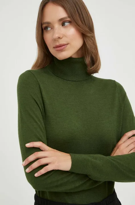 Vuneni pulover MICHAEL Michael Kors za žene, boja: zelena, lagani, s dolčevitom