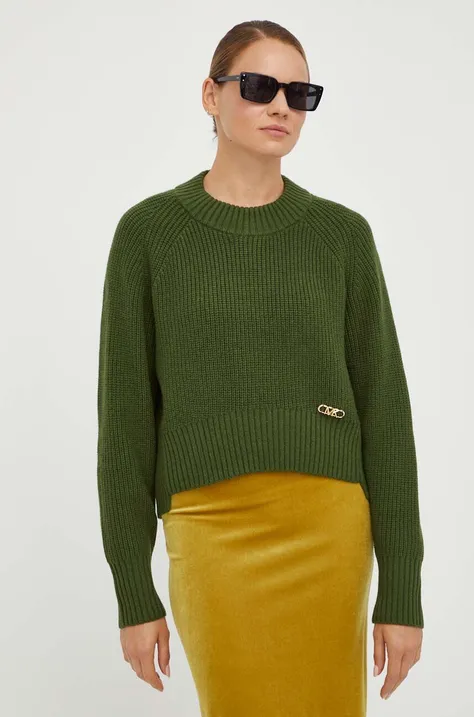 Volnen pulover MICHAEL Michael Kors ženski, zelena barva