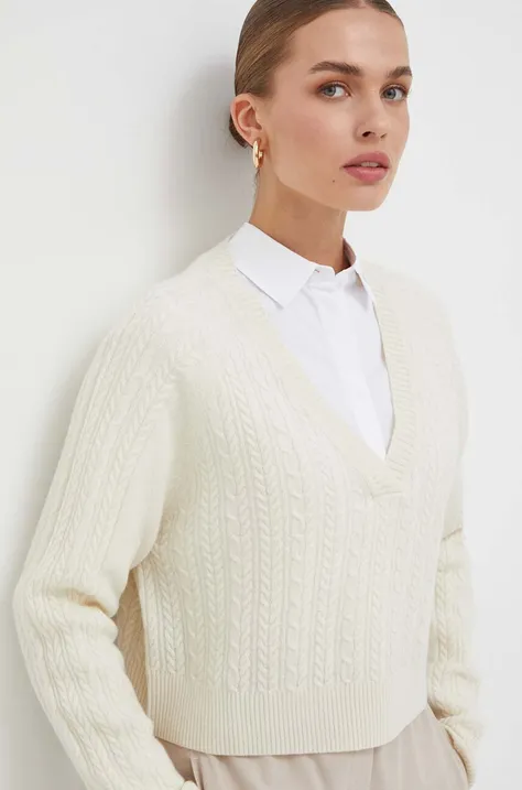 Vlnený sveter Marella dámsky, biela farba, tenký