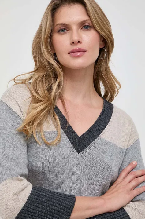 Marella sweter z domieszką kaszmiru kolor beżowy lekki