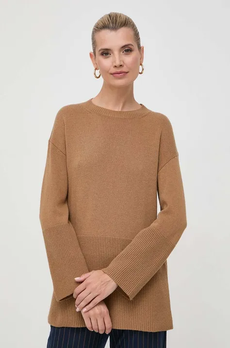 Pulover s dodatkom vune Marella za žene, boja: smeđa, lagani