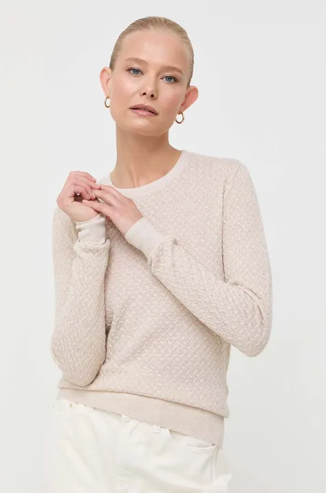 Armani Exchange sweter z domieszką wełny damski kolor złoty lekki