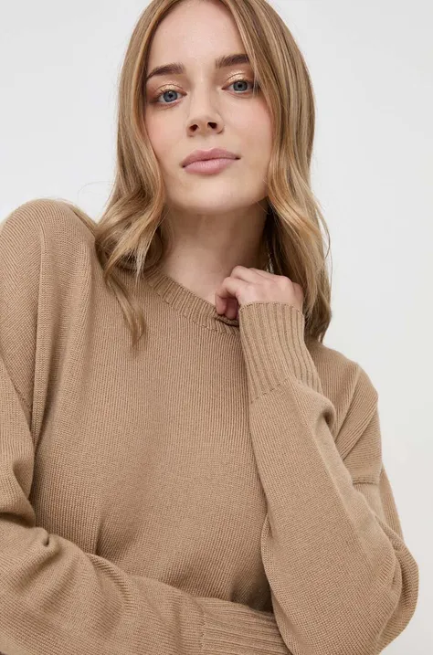 Liu Jo sweter wełniany damski kolor brązowy