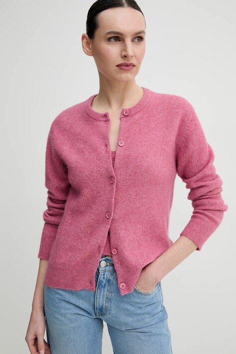 Samsoe Samsoe cardigan din lana NOR culoarea roz, light, F16422744
