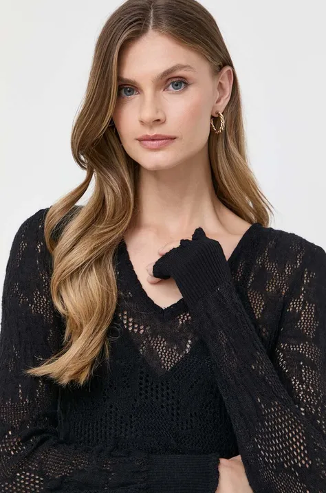 Pulover s dodatkom vune Twinset za žene, boja: crna, lagani
