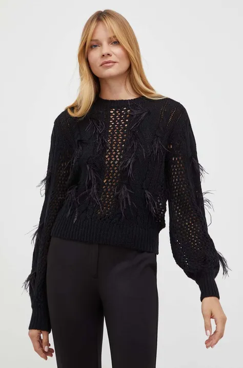 Twinset pulover din amestec de lana femei, culoarea negru, light