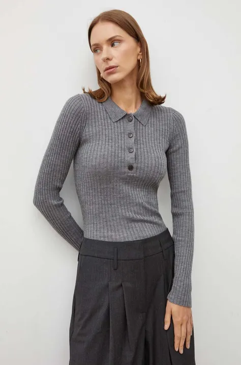 Вълнен пуловер Herskind дамски в сиво от лека материя
