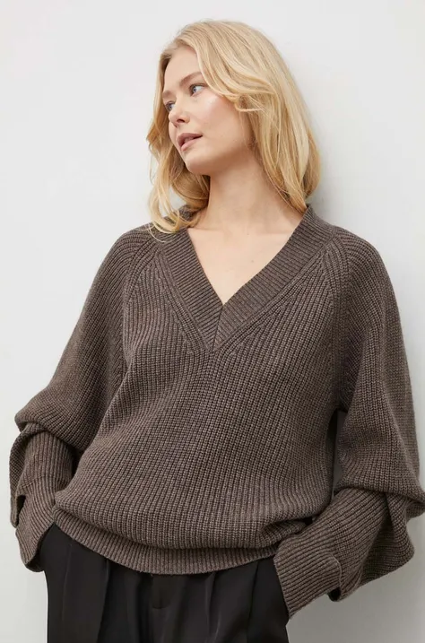 Volnen pulover Herskind ženski, rjava barva
