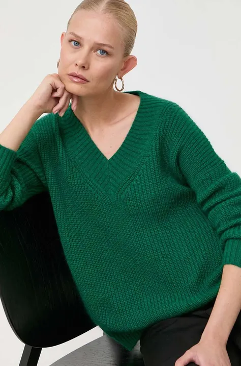 Weekend Max Mara sweter z domieszką wełny damski kolor zielony