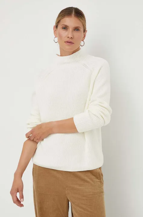 Marc O'Polo sweter bawełniany kolor beżowy z półgolfem