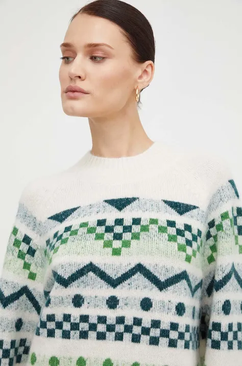 Marc O'Polo sweter wełniany DENIM damski kolor beżowy