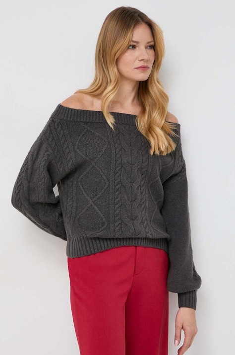 Guess sweter damski kolor szary ciepły