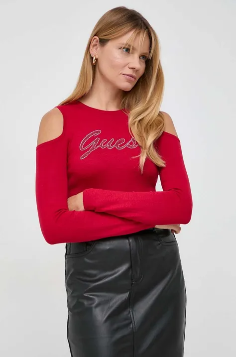 Pulover Guess za žene, boja: crvena, lagani