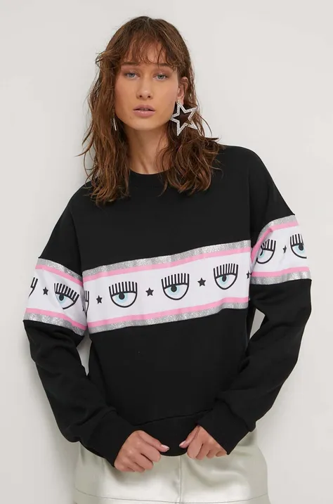 Bombažen pulover Chiara Ferragni ženski, črna barva