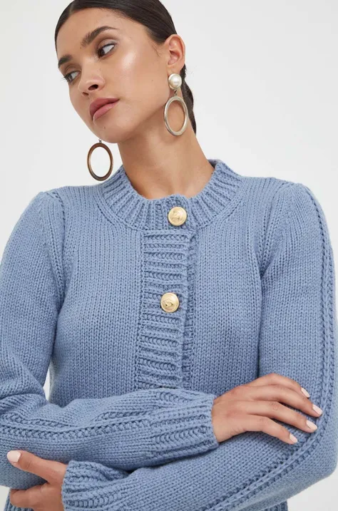 Luisa Spagnoli sweter wełniany damski kolor niebieski ciepły