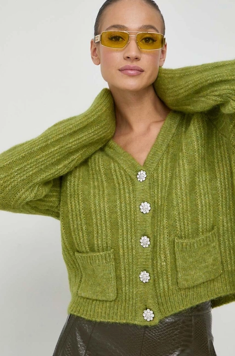 Custommade cardigan din lana culoarea verde, călduros