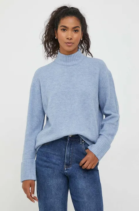 Pepe Jeans gyapjúkeverék pulóver női, félgarbó nyakú