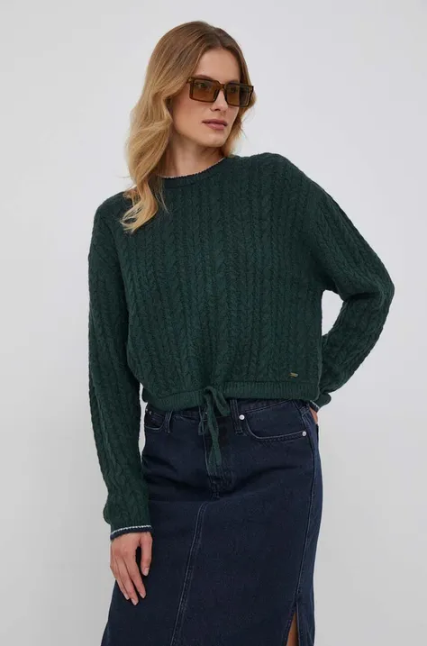 Pulover s dodatkom vune Pepe Jeans Elnora za žene, boja: zelena