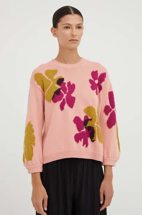 PS Paul Smith sweter z domieszką wełny damski kolor różowy