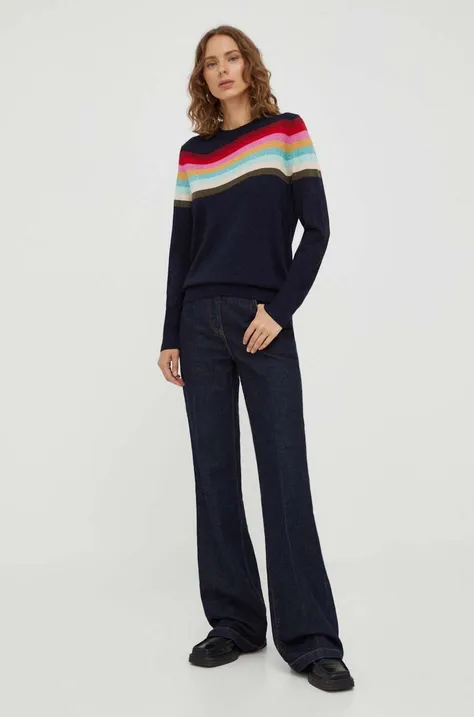 Vuneni pulover PS Paul Smith za žene, boja: tamno plava, lagani
