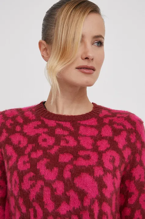 Pulover s dodatkom vune United Colors of Benetton za žene, boja: ružičasta, lagani