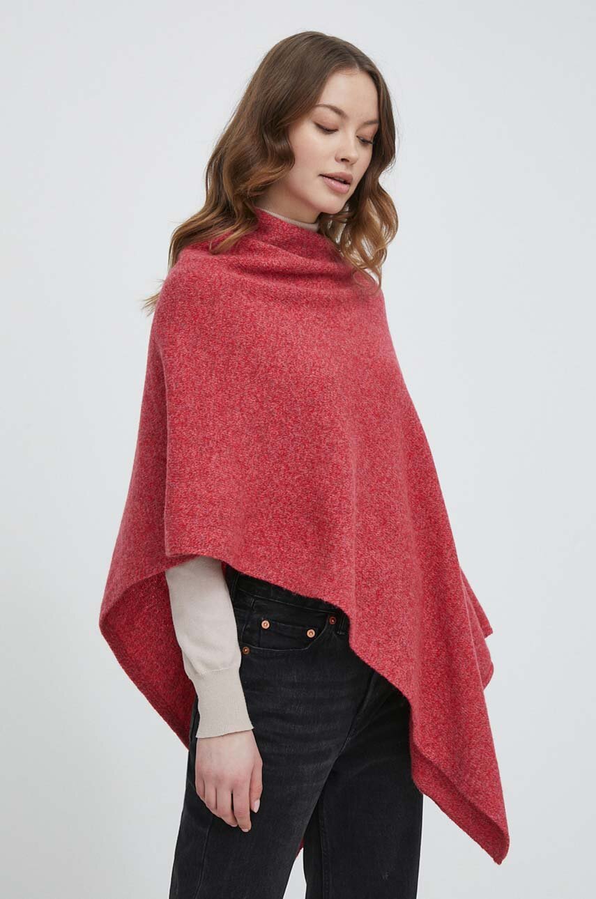 United Colors of Benetton poncho de lana culoarea rosu