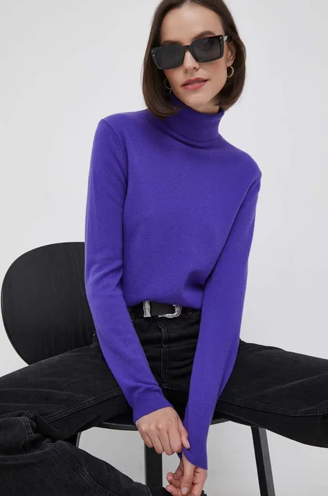 Volnen pulover United Colors of Benetton ženski, vijolična barva