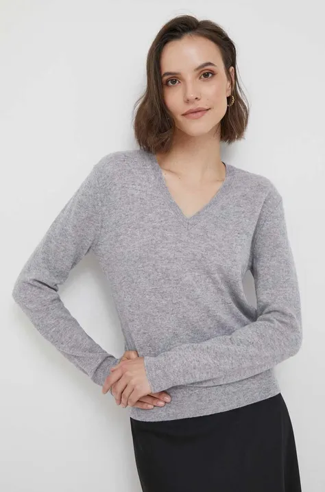 Шерстяной свитер United Colors of Benetton женский цвет серый лёгкий