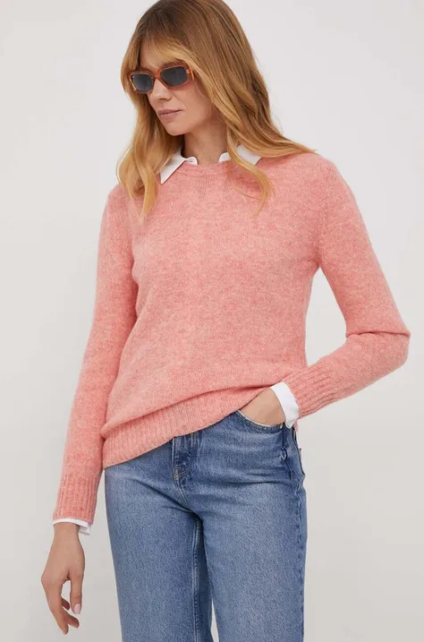 Вовняний светр United Colors of Benetton жіночий колір рожевий