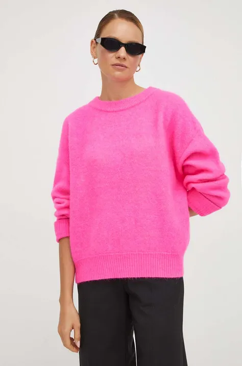 American Vintage sweter wełniany damski kolor fioletowy