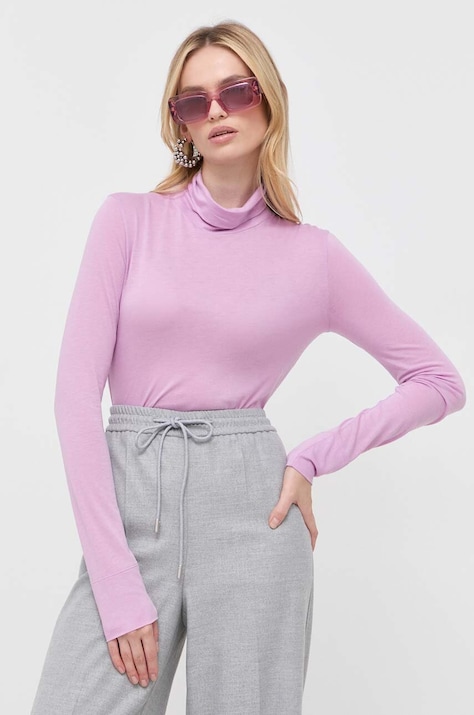 Boss Orange longsleeve BOSS ORANGE femei, culoarea roz, cu guler