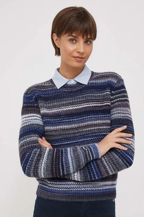 Шерстяной свитер United Colors of Benetton женский цвет синий