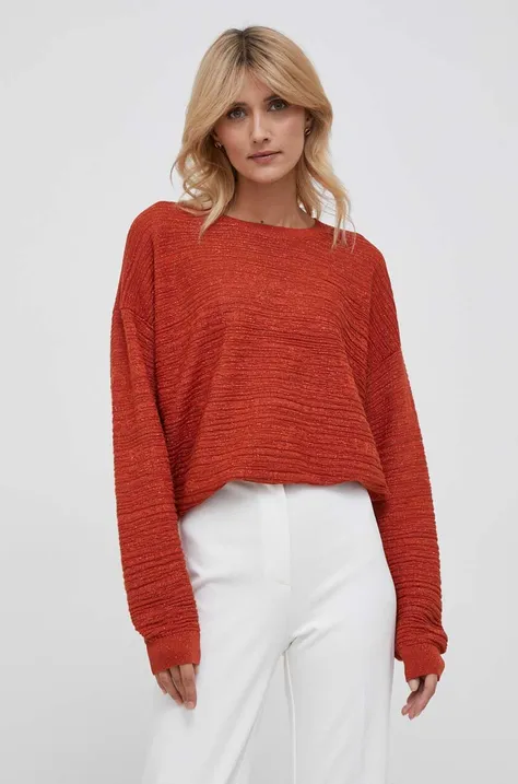 Sisley sweter damski kolor pomarańczowy lekki