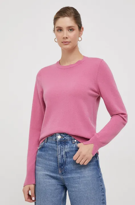 Пуловер с вълна Sisley дамски в розово от лека материя