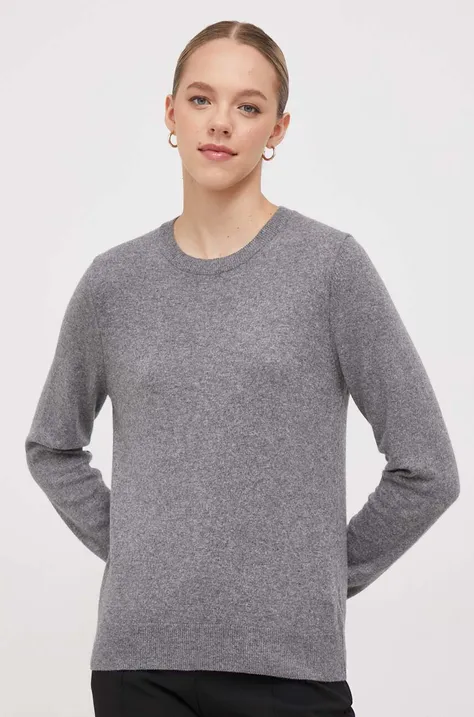 Пуловер с вълна Sisley дамски в сиво от лека материя
