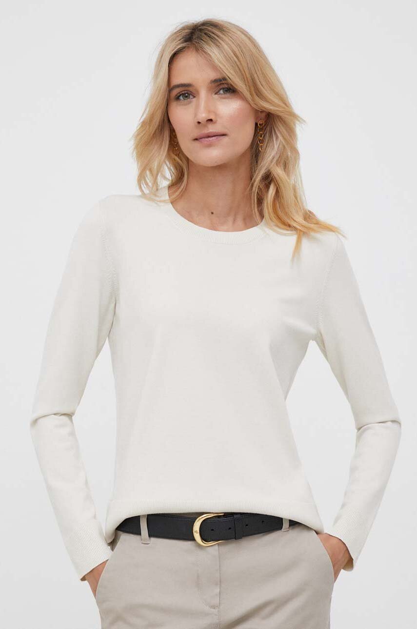 Sisley sweter damski kolor beżowy lekki