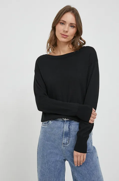 Μάλλινο πουλόβερ Sisley γυναικεία, χρώμα: μαύρο