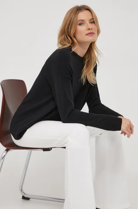 Вовняний светр Sisley жіночий колір чорний легкий