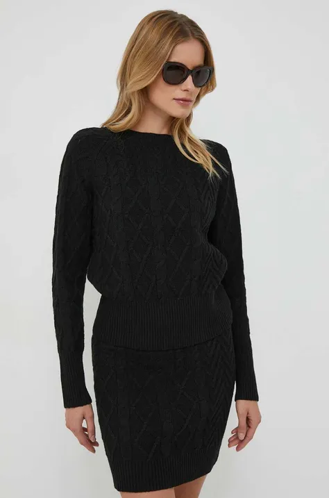 Sisley sweter wełniany damski kolor czarny
