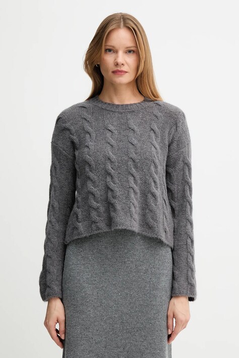 Sisley pulover din amestec de lana femei, culoarea gri